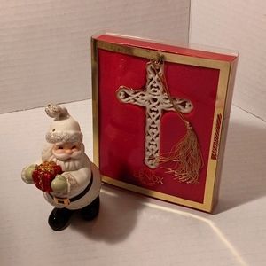 Lenox Ornaments Santa Glitter Present & Cross Crucifix Christmas